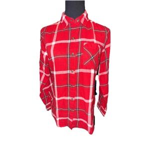 Northeast Outfitters Flannel Shirt Womens Small Red Plaid Pocket Button Front‎